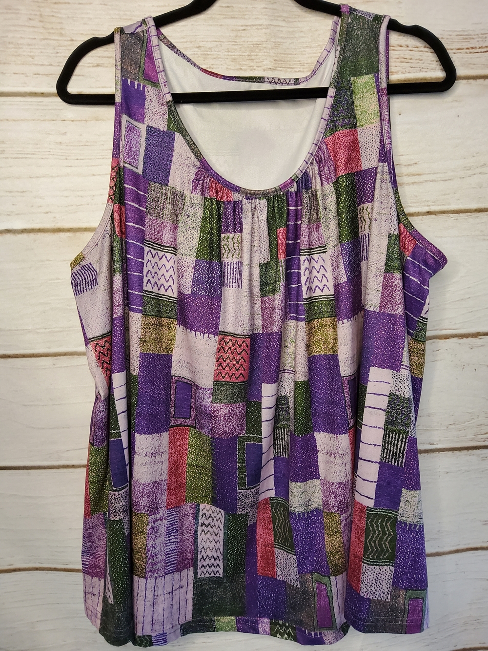 SHEIN Purple Patchwork Scoop Neck Tank Top